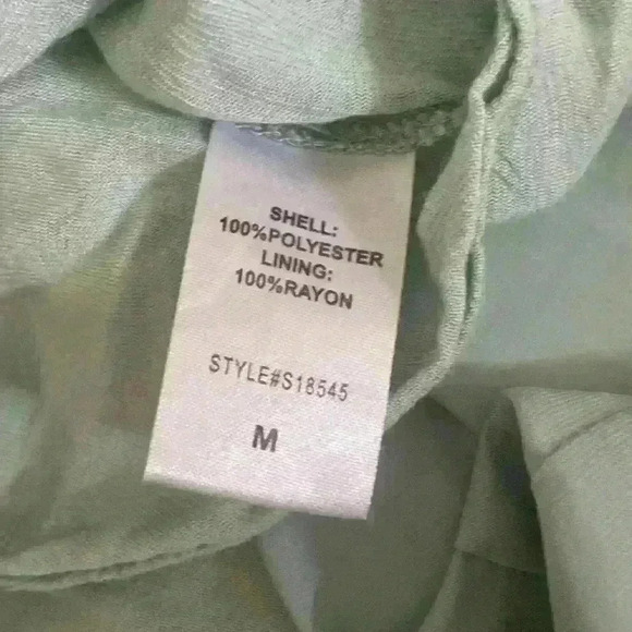 Mustard Seed Mini Dress Size M Pleated Detail Mint Green Woven Casual Boho Silky - Picture 12 of 13